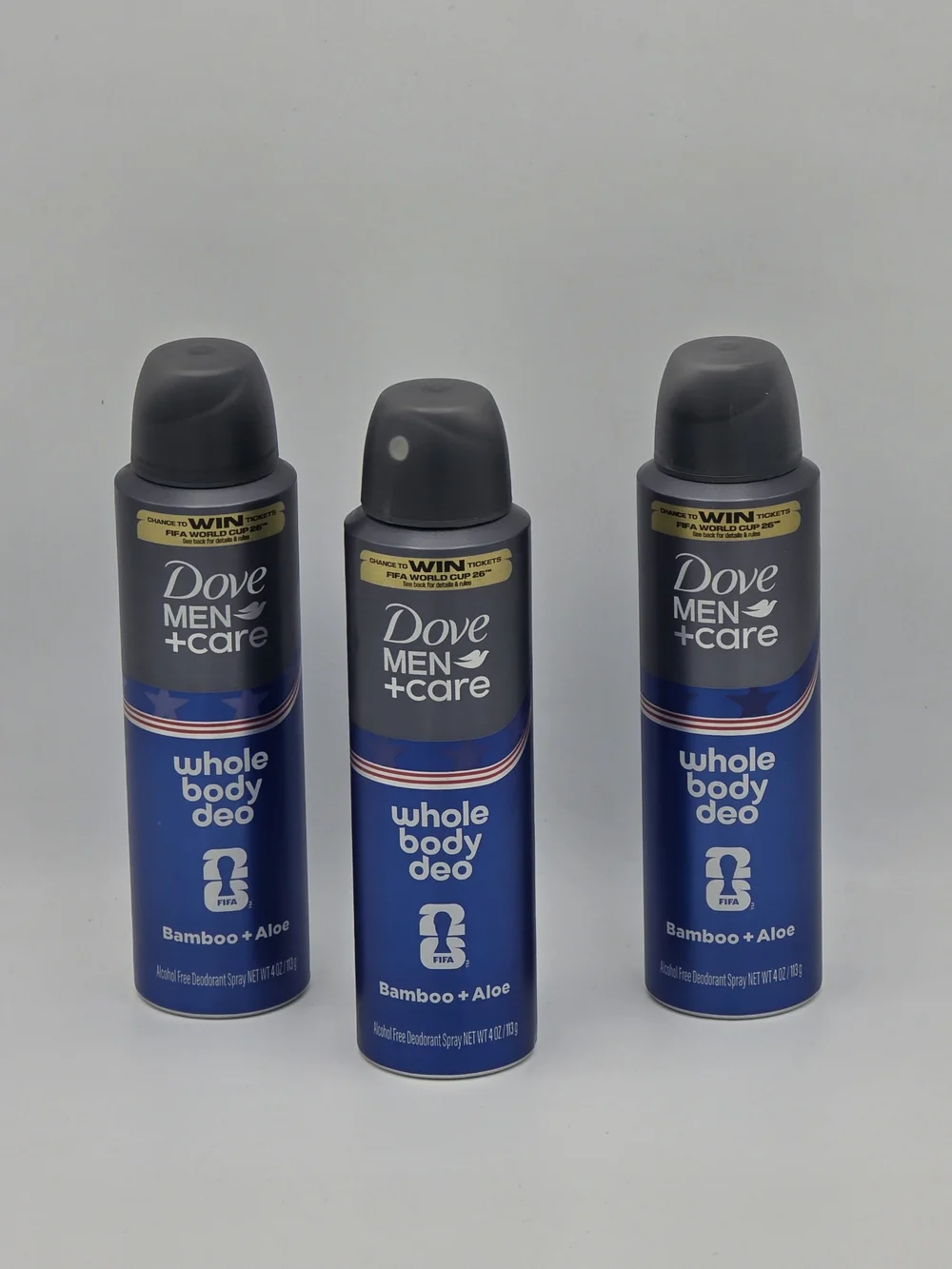 Dove Men+Care Whole Body Deo Spray - Bamboo + Aloe. 3ct